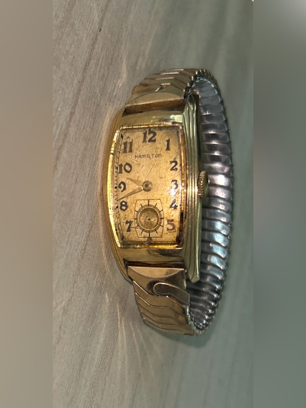 Hamilton Vintage 14K Gold Filled Tonneau Watch Wear Shown NOT CLEANED UNTESTED
